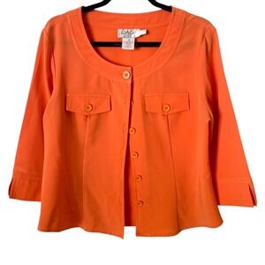 Vintage Kathy‎ Che Orange Stretch Button Front Blazer Jacket 12